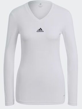 Women's White Adidas Team Base Long Sleeve Athletic Football Soccer Tee. XL New